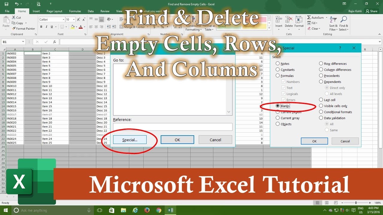 excel for mac remove empty rows